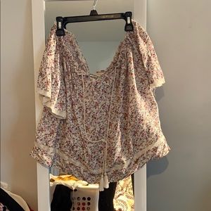 Off the shoulder white floral top